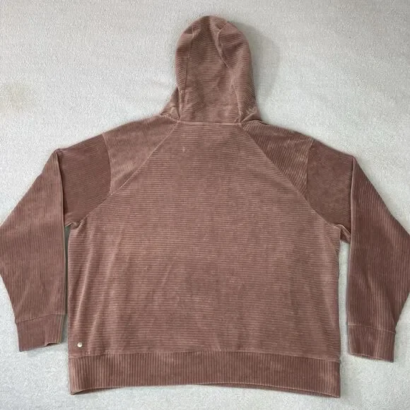 Zella Peacoat Hoodie Kangaroo Pocket Women's XL Pink Drawstring Ribbed Pattern - Picture 4 of 13